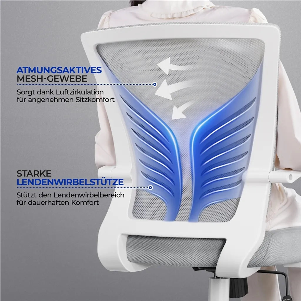 Yaheetech Bürostuhl - Ergonomisch - Hellgrau - Verstellbar