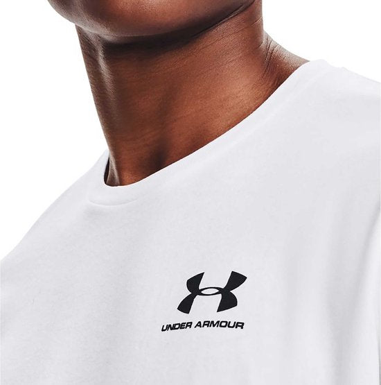 Under Armour UA M SPORTSTYLE LC SS-WHT Herren-Sportshirt – Weiß – Schwarz