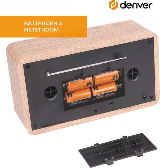 Denver DAB18LW DAB-Radio - Bluetooth - DAB+/ FM - Batterien & Netzanschluss - Braun
