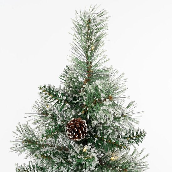 Black Box Trees Vandans Kunstweihnachtsbaum mit Beleuchtung H120 x Ø60 cm – Kunstbaum mit Weihnachtsschmuck – Kunstweihnachtsbaum mit verschneiten Zweigen – Grün