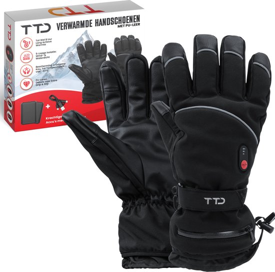 TTD® Beheizte Handschuhe Deluxe L - PU-Leder - Handschuhe mit Heizung