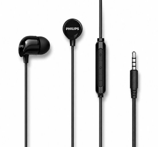 Philips In-Ear-Kopfhörer TAE1156BK – Clear Sound – mit Kabel – Fernbedienung mit Mikrofon – 3,5-mm-Klinkenstecker – Schwarz