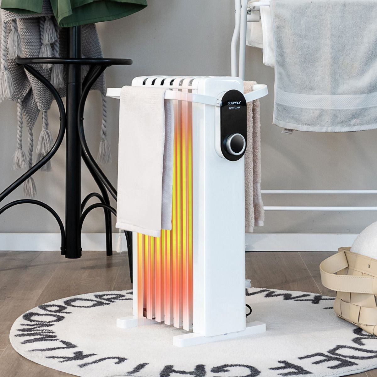 Coast 1500W Oilradiator 7 RIB -radiatoren met 3 verwarmingsniveaus Energiebesparing en oververhitting Bescherming Wit wit