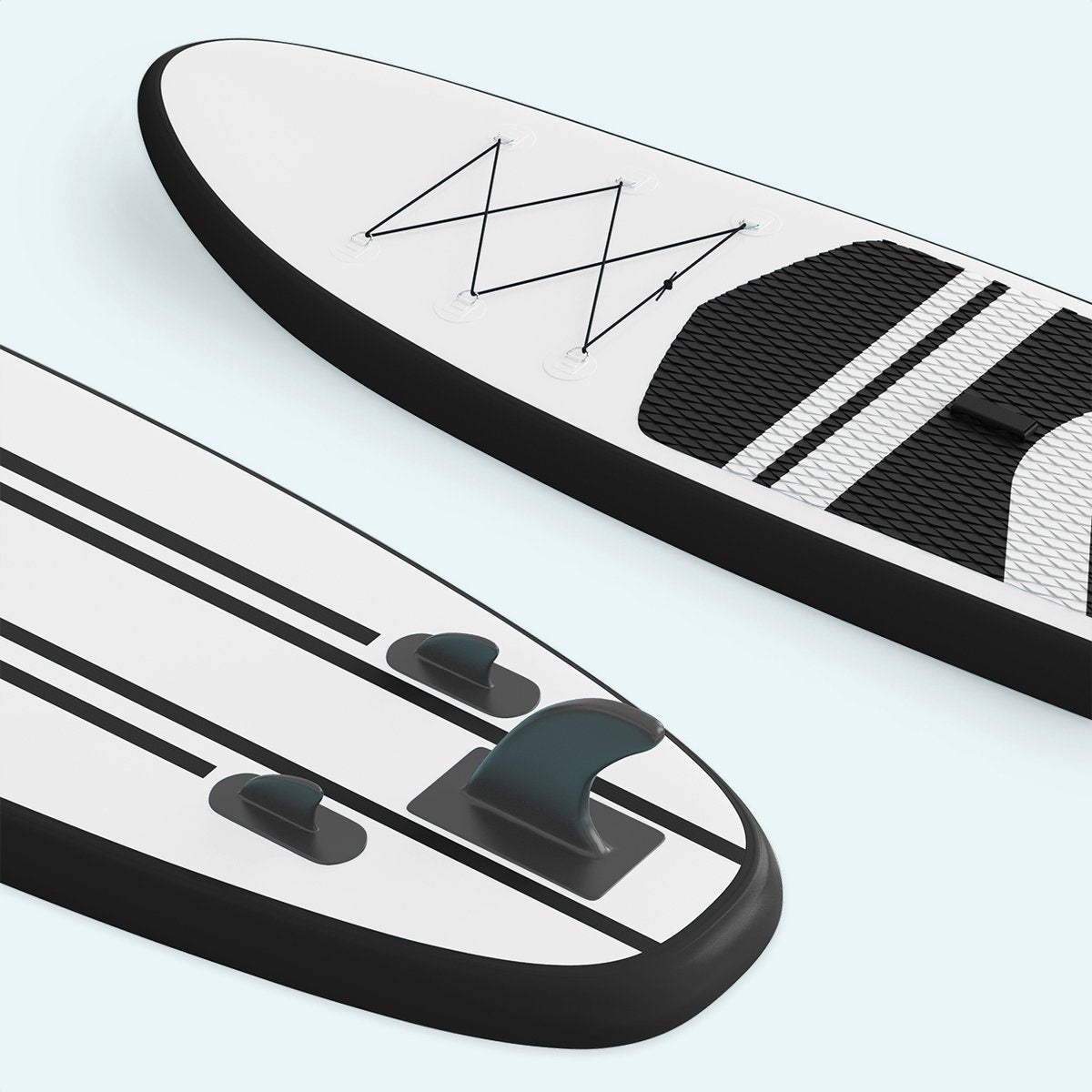 LifeGoods SUP Board - Aufblasbares Paddle Board - Komplettset - Max. 135KG - 320x81cm - Weiß/Schwarz