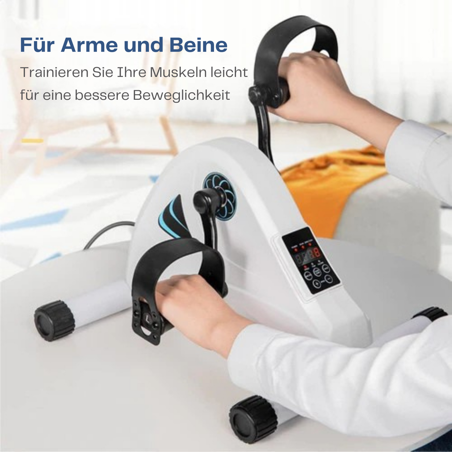 Safe Age - Heimtrainer Fahrrad - mit elektrischer Unterstützung & Fernbedienung - Schreibtisch Fahrrad - Weiß