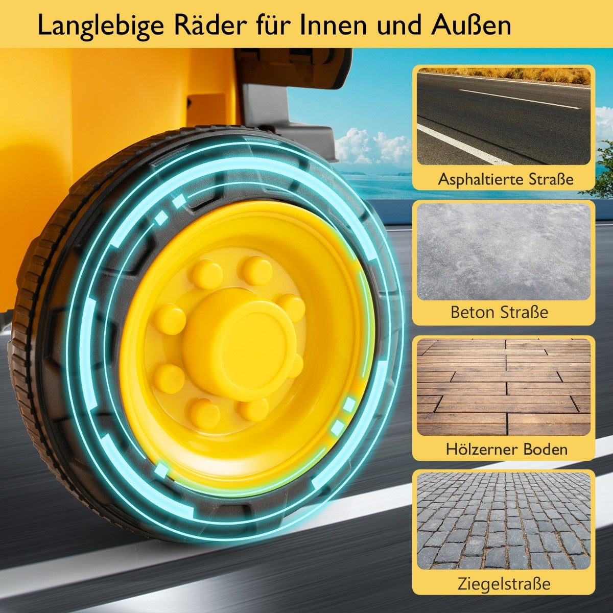 Coast 6V Kids Muldenkipper mit Schutzhelm bis zu 2,5 km/h für Kinder ab 18 Monaten gelb