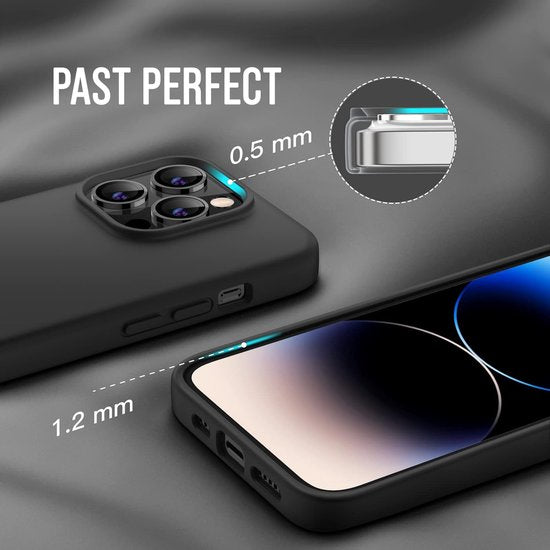 Podec Fall geeignet für iPhone 14 pro - Telefon Fall und Bildschirmschutz - Schutzglas - Schwarz