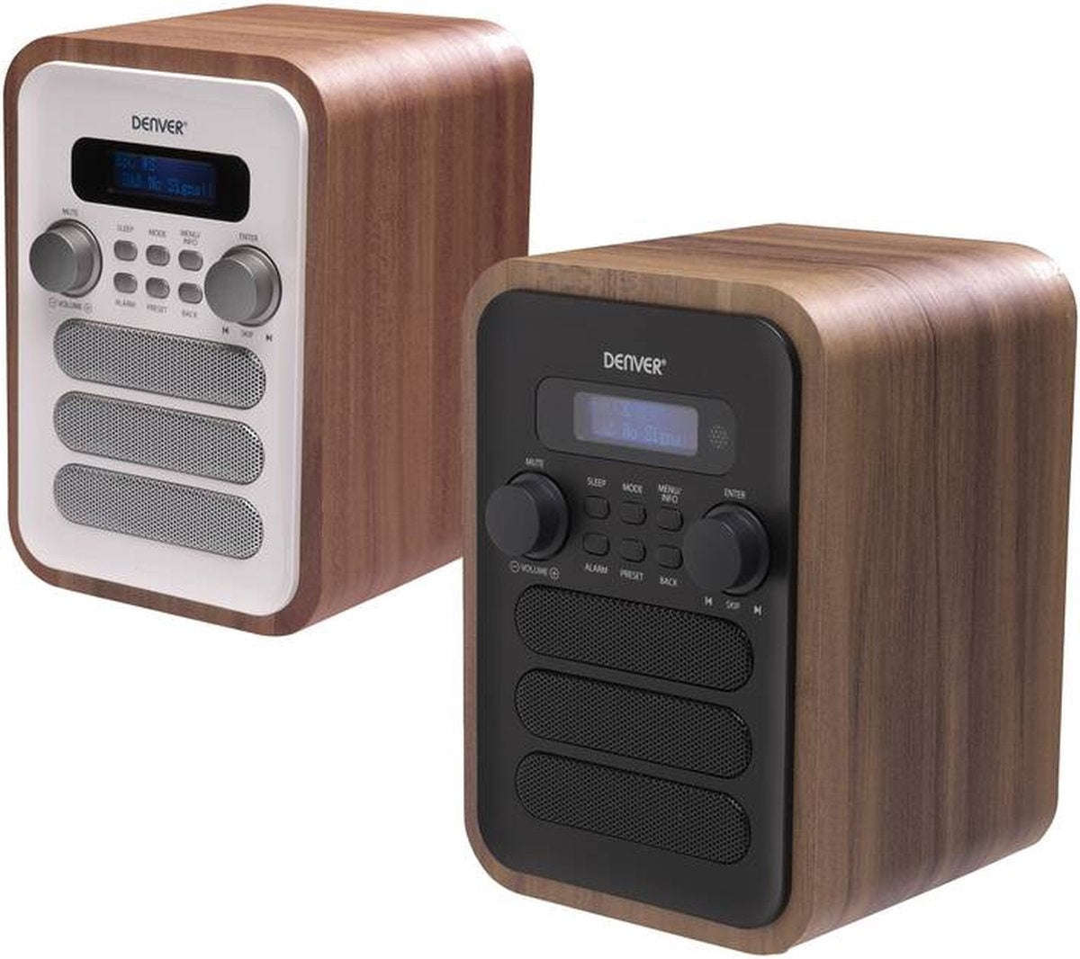 Denver - DAB48 - DAB+ Radio - Holz - Bluetooth - LCD-Bildschirm - Weiß