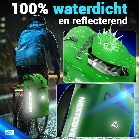 Nextcover 3in1 Fahrradtasche Single für Gepäckträger [PVC frei] | Wasserdichte Fahrradtasche, Rucksack und Umhängetasche 25L | Ideal für Laptop und Wocheneinkauf | Fahrradtasche Single | Fahrradtaschen