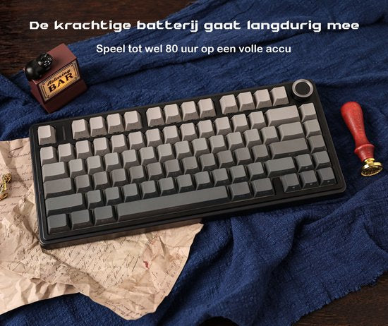 EPOMAKER x AULA F75 - Schwarz/Grau - Mechanische Funktastatur - RGB - 75% - QWERTY - Gaming Tastatur - Leobog Reaper Switch