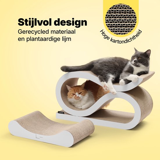 Jake und Jacky Kratzpappe für Katzen 2 in 1 Modell - Kratzbaum Pappe - Kratzbrett - Kratzkorb - Kratzmöbel - Kratzmatte Pappe - Katzenkorb - Katzenbett - 60x24x34cm