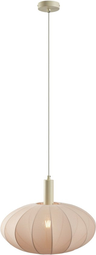 QAZQA bida – Japandi-Hängelampe – 1 Leuchtmittel – Ø 42 cm – Beige – Wohnzimmer | Schlafzimmer | Küche