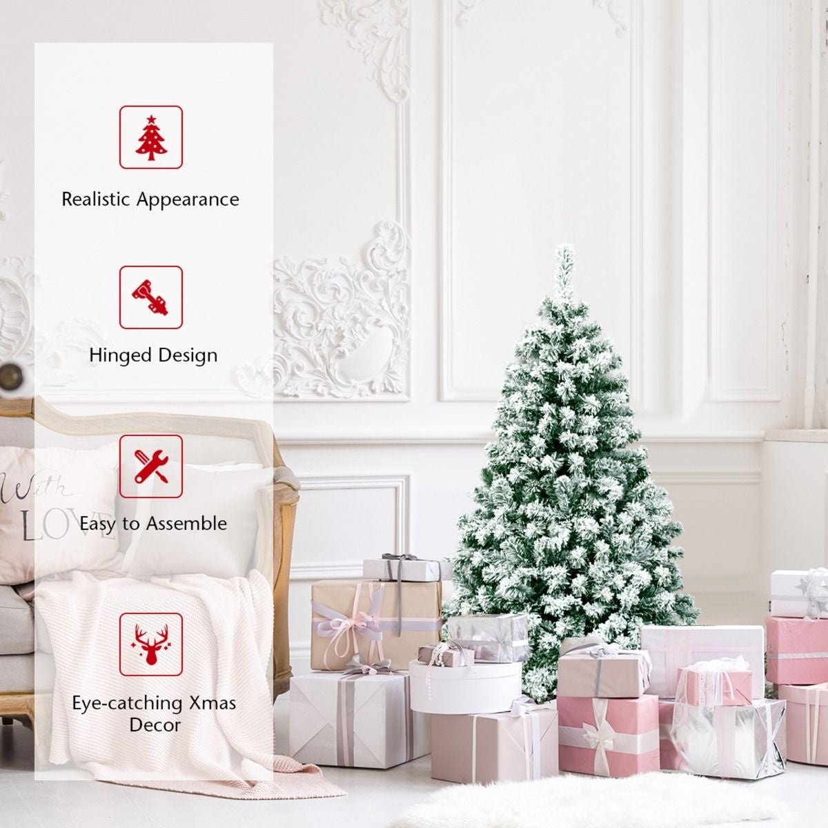 Coast 135 cm großer Weihnachtsbaum verschneit mit Metallständer