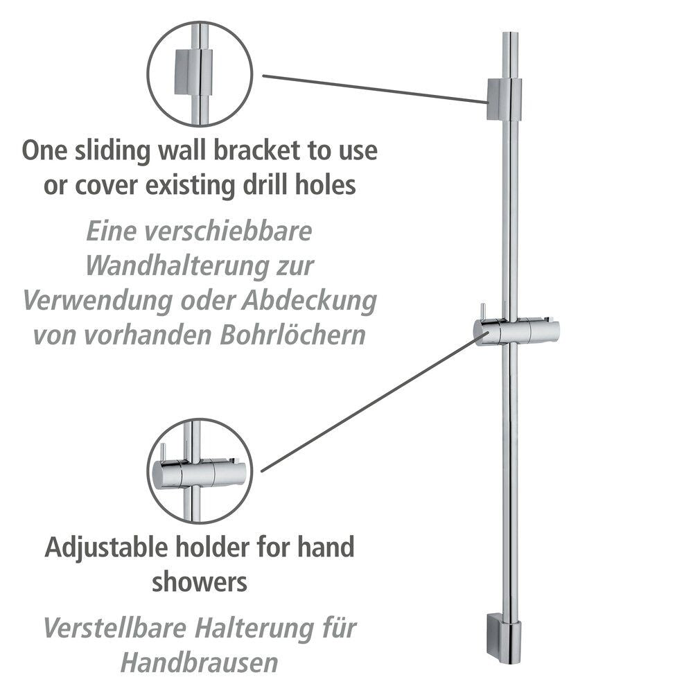 Glänzende, silberfarbene Duschstange aus Edelstahl für Handbrause, 90 cm, Classic – Wenko