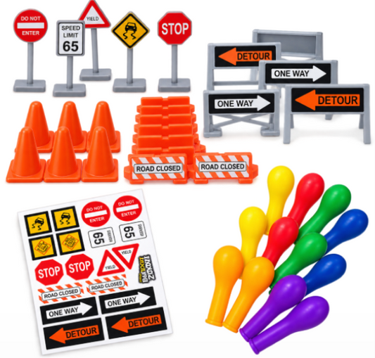 Mediashop Balloon Zoom Erweiterungsset – 24 Verkehrsschilder – 12 Luftballons