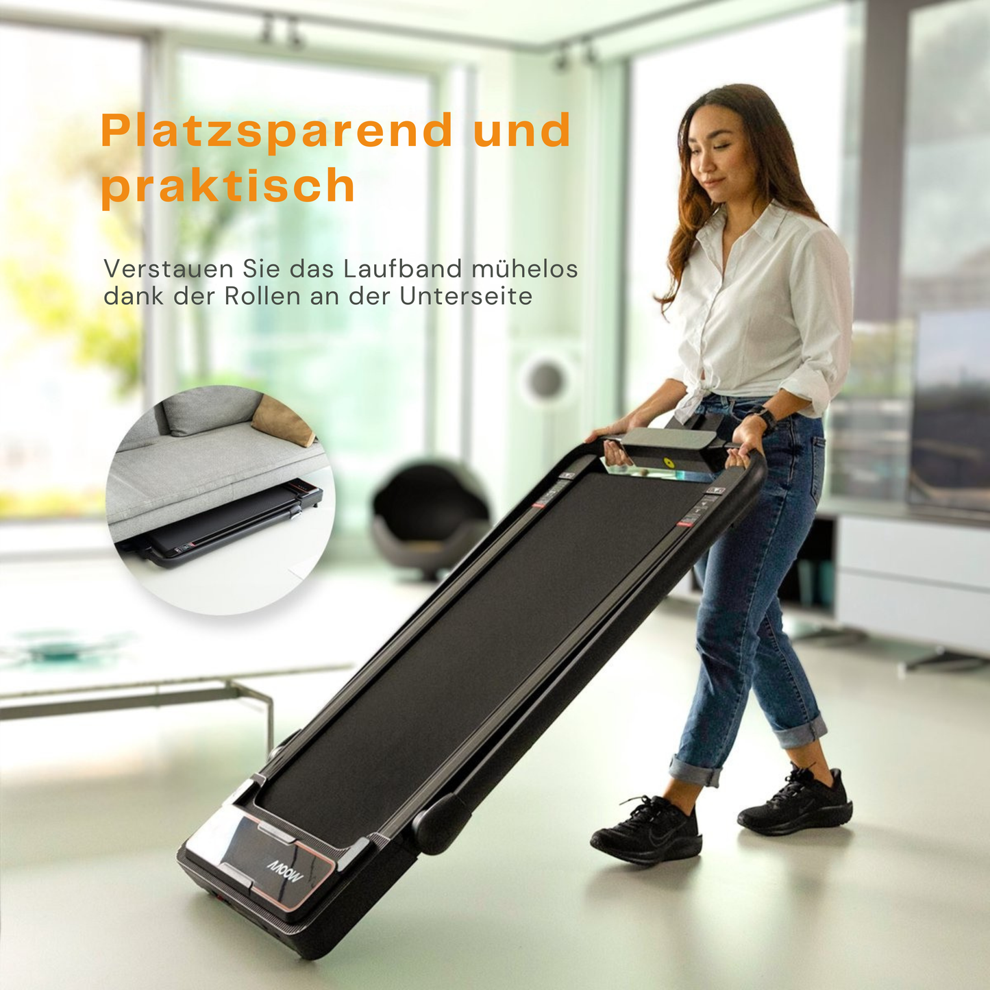 Moovv Laufband Smartstep Pro V3 - 1-12 km/h - Zusammenklappbar - Für Zuhause- 124 x 54 x 105 cm - Schwarz