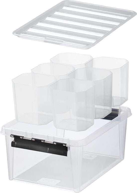 Orthex SmartStore Classic Aufbewahrungsbox mit Einteiler – transparent – 14 Liter – 3er-Set