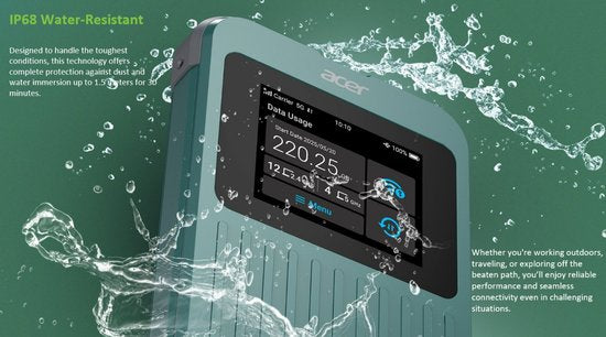 Acer Connect M4 – Tragbarer MiFi-Router – Mobiler Hotspot – 5G – WLAN 6 – Dualband – SIM – eSIM – Virtuelle SIM – inklusive 1 GB – bis zu 16 Geräte – ideal für unterwegs oder auf dem Campingplatz