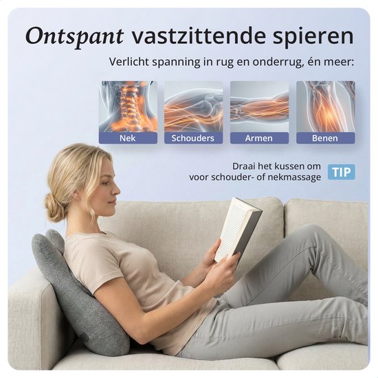 Lifeproducts - Massagekissen mit Memory Foam - Shiatsu-Nackenmassagegerät mit Wärmefunktion