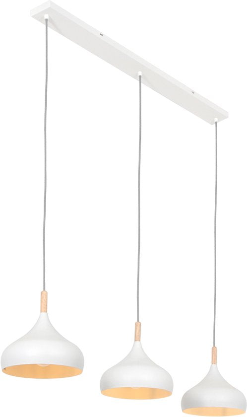 Mexlite - Hängeleuchte - Bjorr - weiß - Holz Metall - große Esstischlampe - E27 - 3099W