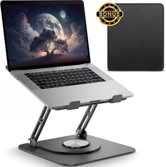 Villux Laptop-Ständer, ergonomisch – Verstellbarer Laptop-Ständer – Laptop-Halterung – Laptop-Ständer – Laptop-Erhöhung – Zusammenklappbarer Laptop-Ständer – Inklusive E-Book – Inklusive Mauspad