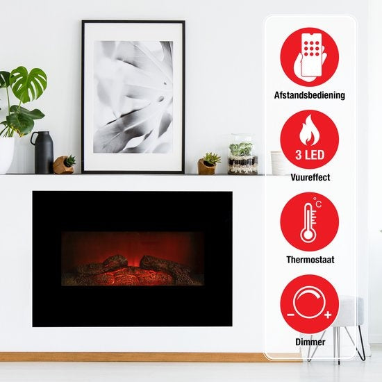 Classic Fire - Kamin Memphis - Fernbedienung & Timer - LED-Flammen - 1800W - Schwarz