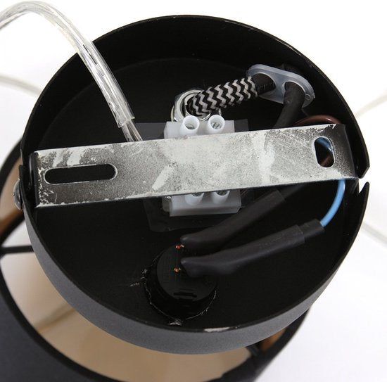 1 Spotlampe Ornoir 3333ZW, schwarz mit goldfarbenem Lampenschirm – dreh- und neigbar – Metall und Textil – Mexlite – modern – für den Innenbereich