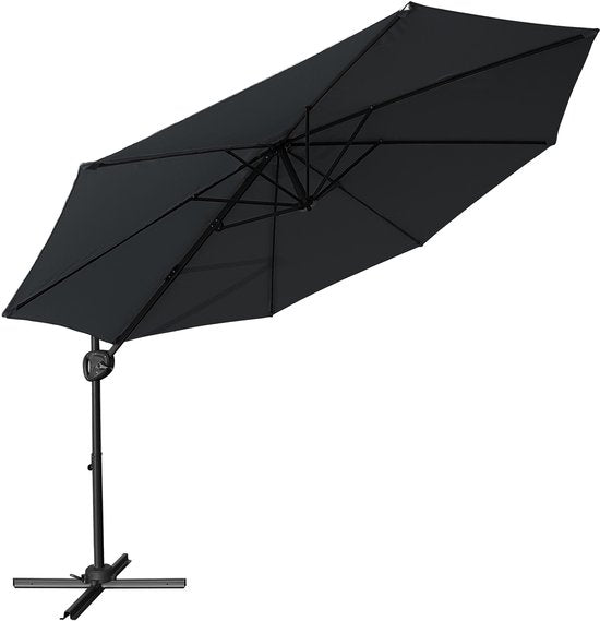 AXI Solea Schwebeparasol Ø 300 cm Anthrazit/Grau inkl. Schutzhülle – Pulverbeschichtetes Gestell mit Kreuzfuß – Um 360° drehbar – UV-beständiges Tuch