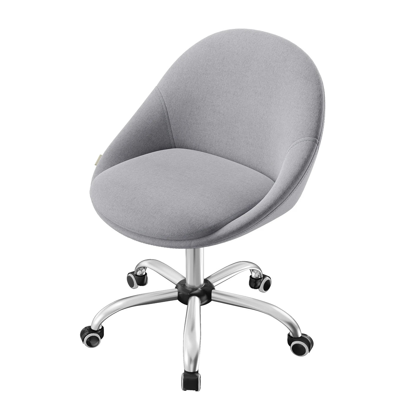 Ochama-Bürostuhl – Grau – Baumwoll-Leinen-Mischung – Höhenverstellbar – Drehbar mit Rollen – 60 x 60 x 80–90 cm