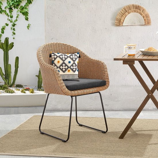 Juskys - Gartenstühle Cody - 2 Stück - inkl. Kissen - braun/schwarz