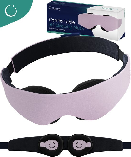 Numsy Schlafmaske Frauen und Kinder - Augenmaske Schlaf mit Memory Foam - 100% Dimmen - Pink
