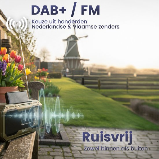 Solarbetriebenes Notradio mit Handaufzug – DAB+ / FM-Notradio – 5000 mAh Powerbank mit Solarenergie – Baustellenradio – Badezimmerradio – Notfallpaket