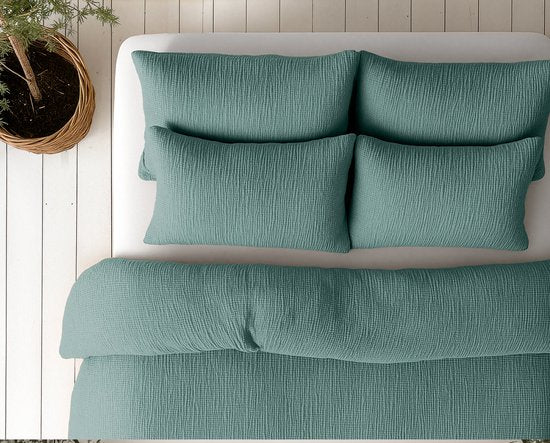 Sleeptime 2-in-1-Mousseline-Bettdecke – Bettdecke ohne Bezug, inklusive Kissenbezug – 240 x 200 – Grün