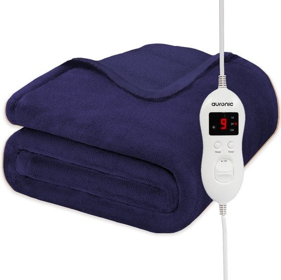 Auronic Electric Blanket - Wärmedecke - 9 Wärmestufen - 1 Person - 160x120cm - Blau