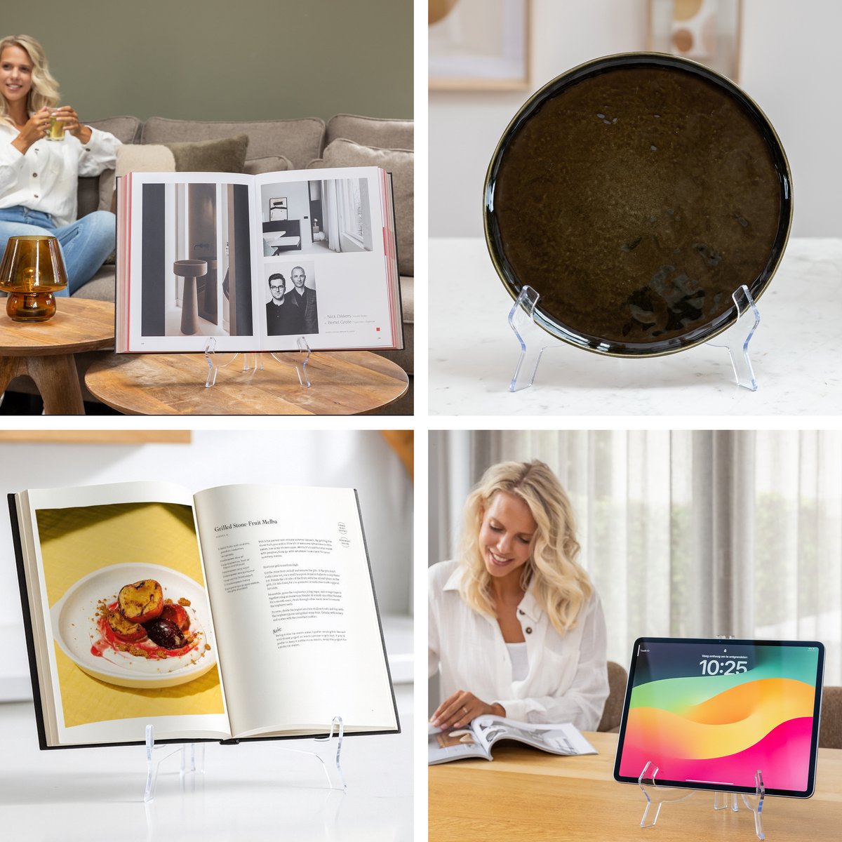 LUFT Schildständer Transparent 25x16 cm - Elegante Halterung für Teller, Bücher und Tablets