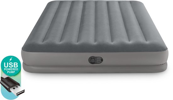 Intex Prestige Mid-Rise Luftmatratze – Queensize – Integrierte elektrische Pumpe – 203 x 152 x 30 cm – für 2 Personen