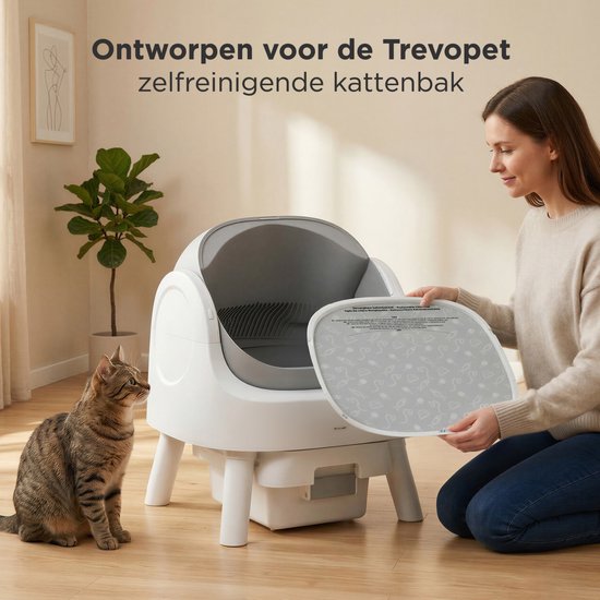 TrevoPet® Katzentoilettenmatte – Wasserdichte Katzentoilettenmatte für selbstreinigende Katzentoiletten – Kratzfeste Katzenmatte – Innenmatte aus Oxford-Stoff – Schutzmatte – 41 x 40 cm