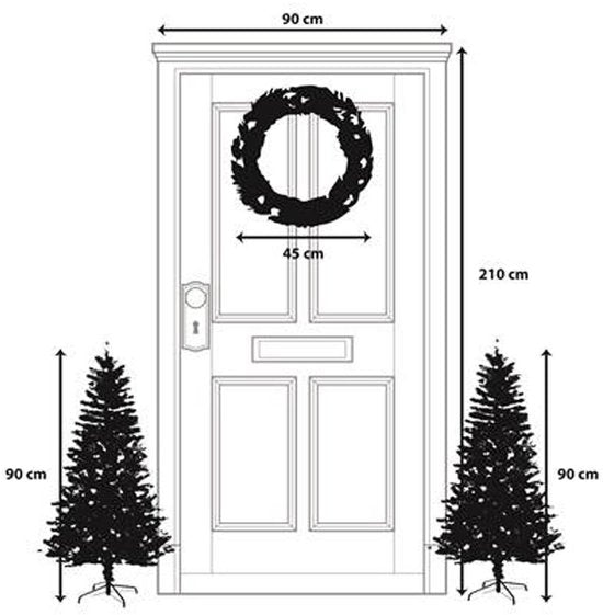 Black Box Trees Glendon Weihnachtsbaum- und Weihnachtskranz-Set – 2 künstliche Weihnachtsbäume und 1 Kranz mit LED-Beleuchtung – Grün