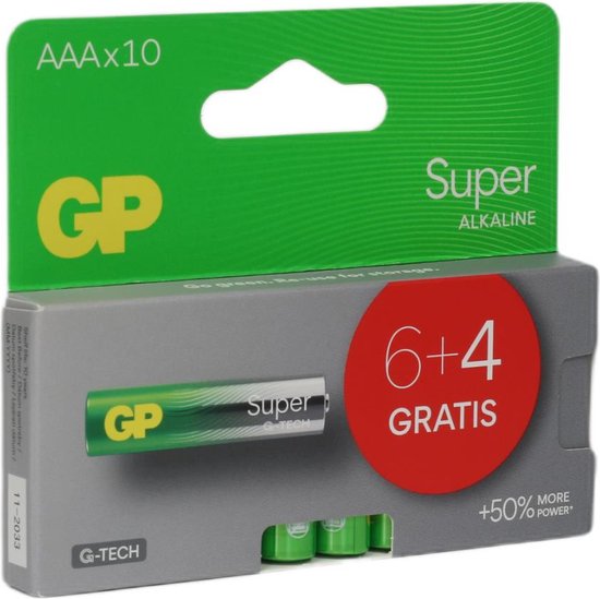 GP Super Alkaline Batterie - AAA - 10er-Pack - Aktionsblister(6+4)