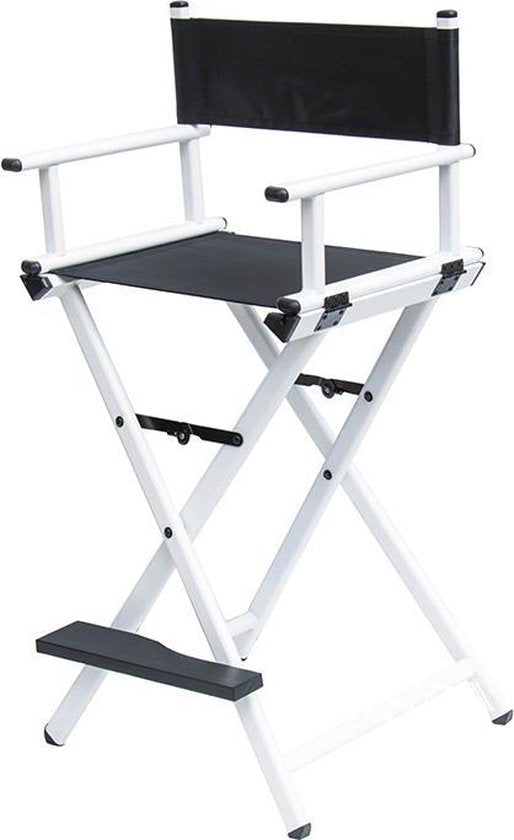 VDD – Stuhl – Hocker – Klappstuhl – Make-up-Stuhl – Visagistenstuhl – Regiestuhl – Frisiertischstuhl – Make-up-Hocker – Frisiertischhocker – Make-up-Stuhl – Weiß – Zusammenklappbar – Mit Rückenlehne