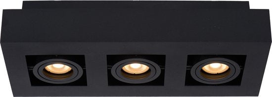 Lucide XIRAX – Deckenstrahler (Deckenleuchte) – LED, dimmbar in warme Farbtöne – GU10 (MR16) – 3 × 5 W, 2200 K/3000 K – Schwarz