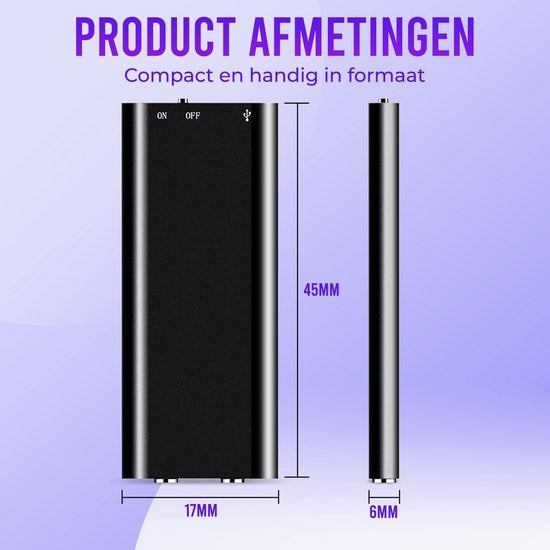 GarpexÂ¬Ã† USB-Abhörgerät - Lauschangriff - Spionage-Recorder - Diktiergerät - Sprache - Großer Speicher - 16GB