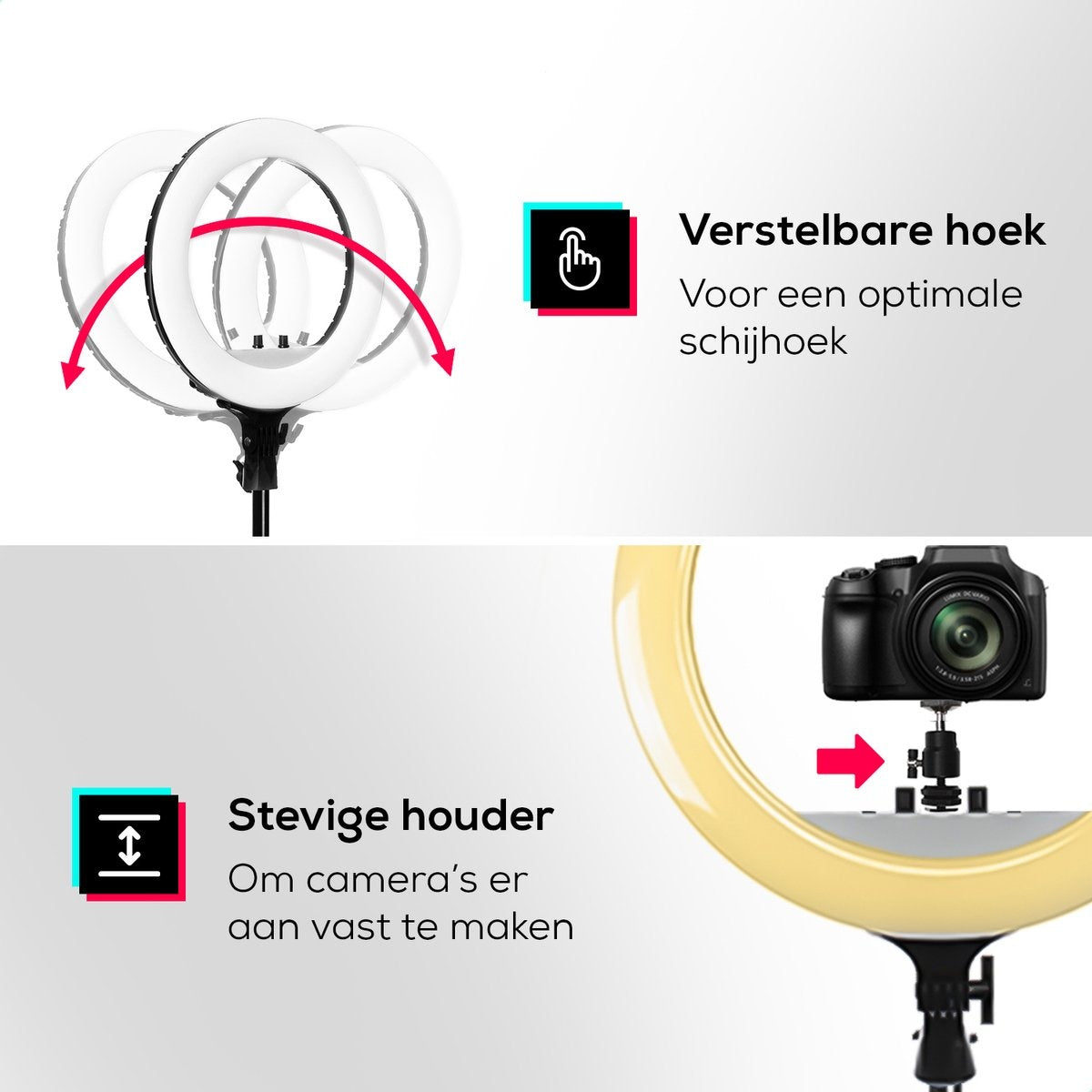 LURKÂ® Ringleuchten-Set PRO 18 Zoll - Verstellbares Stativ & Fernbedienung - LED - Geeignet für Smartphone und (Action-)Kamera