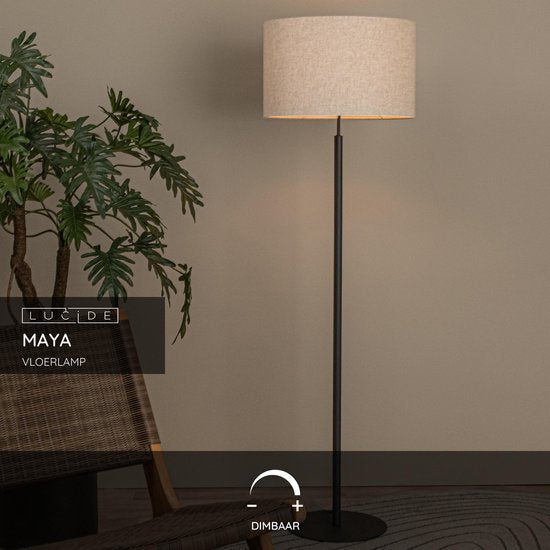 Lucide MAYA – Stehlampe – Ø 45 cm – 1xE27 – Beige – Japandi