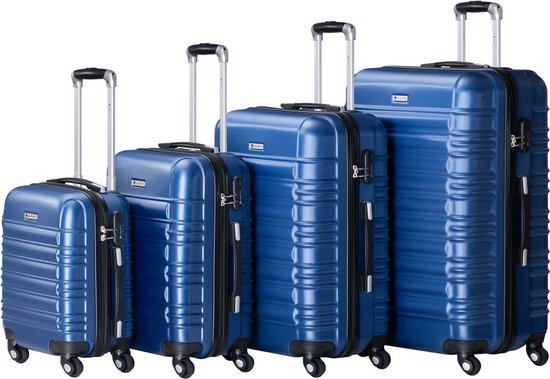 Trolley-Reisekofferset / Kofferset „Rome“ – 4-teilig – Blau – ABS