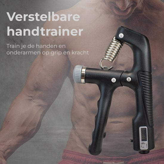 Verstellbarer Handtrainer - 10 bis 100 KG - Digitaler Hand Squeezer - Fitness-Finger-Trainer - Grip Trainer - Schwarz