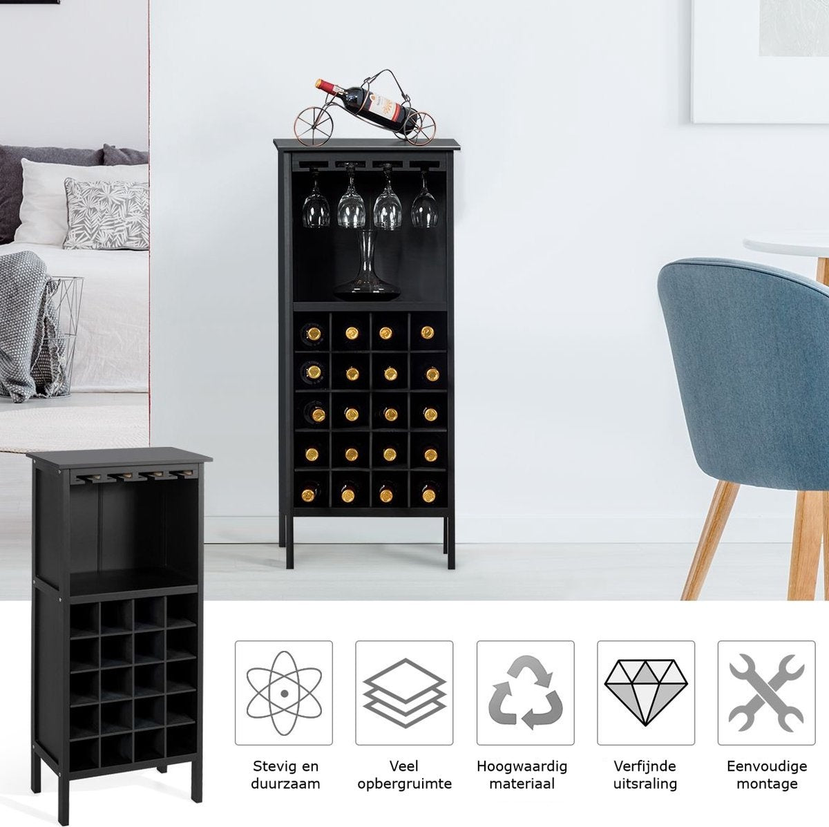 Holzregal aus Holz Flaschenregal Weinständer ??Holzregal Weinschrank Kolonialstil schwarz