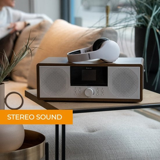 Denver Internet Radio - DAB/FM - CD-Player - Bluetooth - AUX/USB - Holz - Braun/Weiß