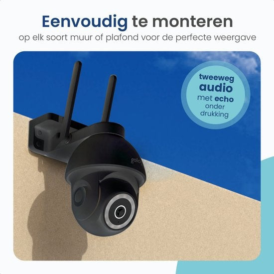 Gologi Superior Outdoor Kamera 2 - Außenkamera mit Nachtsicht - Sicherheitskamera - Wand- und Dachmontage - 4MP - Mit Wifi und App - Schwarz