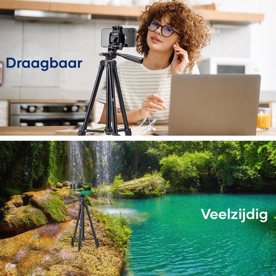 Studio ME Stativ Smartphone - 128 cm - Inkl. Bluetooth-Fernbedienung - Schwarz